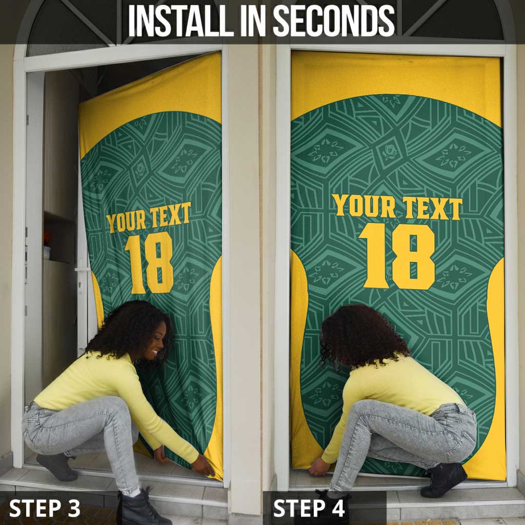 Custom South Africa Soccer Door Cover Bafana Bafana Spirit African Pattern - Wonder Print Shop