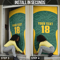 Custom South Africa Soccer Door Cover Bafana Bafana Spirit African Pattern - Wonder Print Shop