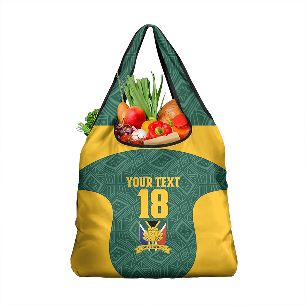 Custom South Africa Soccer Grocery Bag Bafana Bafana Spirit African Pattern - Wonder Print Shop