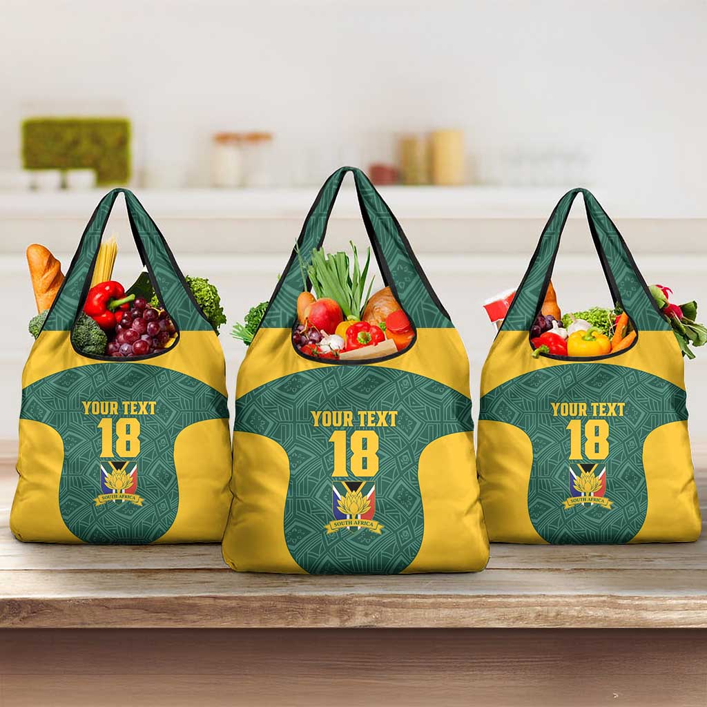Custom South Africa Soccer Grocery Bag Bafana Bafana Spirit African Pattern - Wonder Print Shop