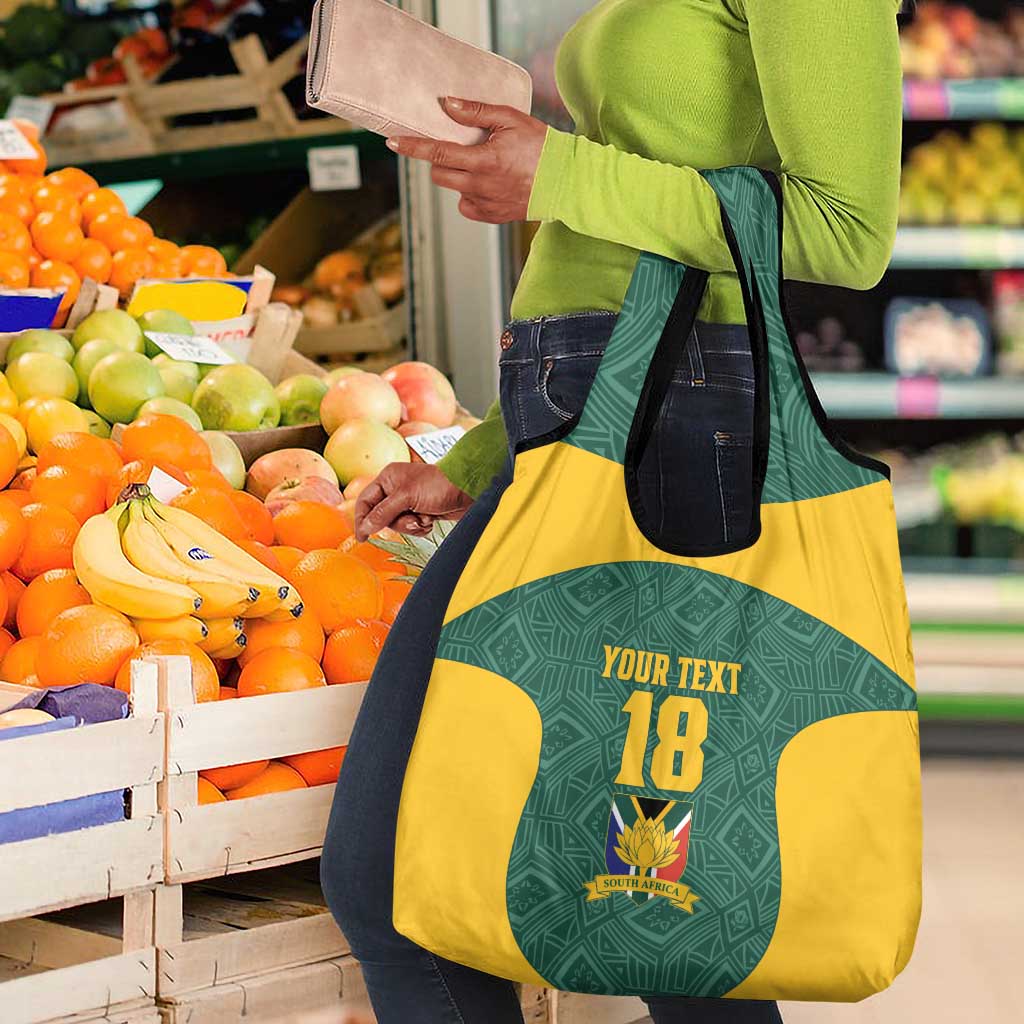Custom South Africa Soccer Grocery Bag Bafana Bafana Spirit African Pattern - Wonder Print Shop