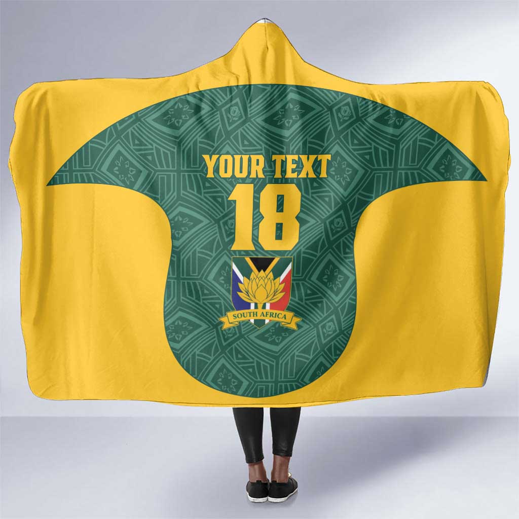 Custom South Africa Soccer Hooded Blanket Bafana Bafana Spirit African Pattern - Wonder Print Shop