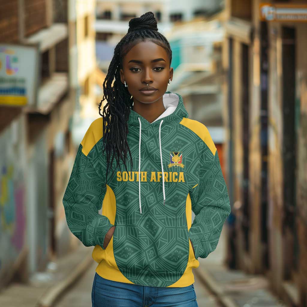 Custom South Africa Soccer Hoodie Bafana Bafana Spirit African Pattern - Wonder Print Shop