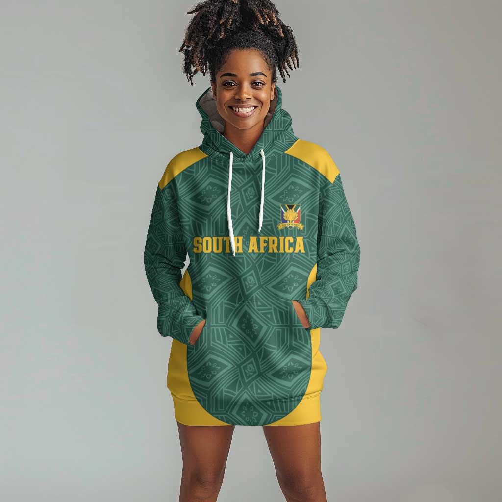 Custom South Africa Soccer Hoodie Dress Bafana Bafana Spirit African Pattern - Wonder Print Shop