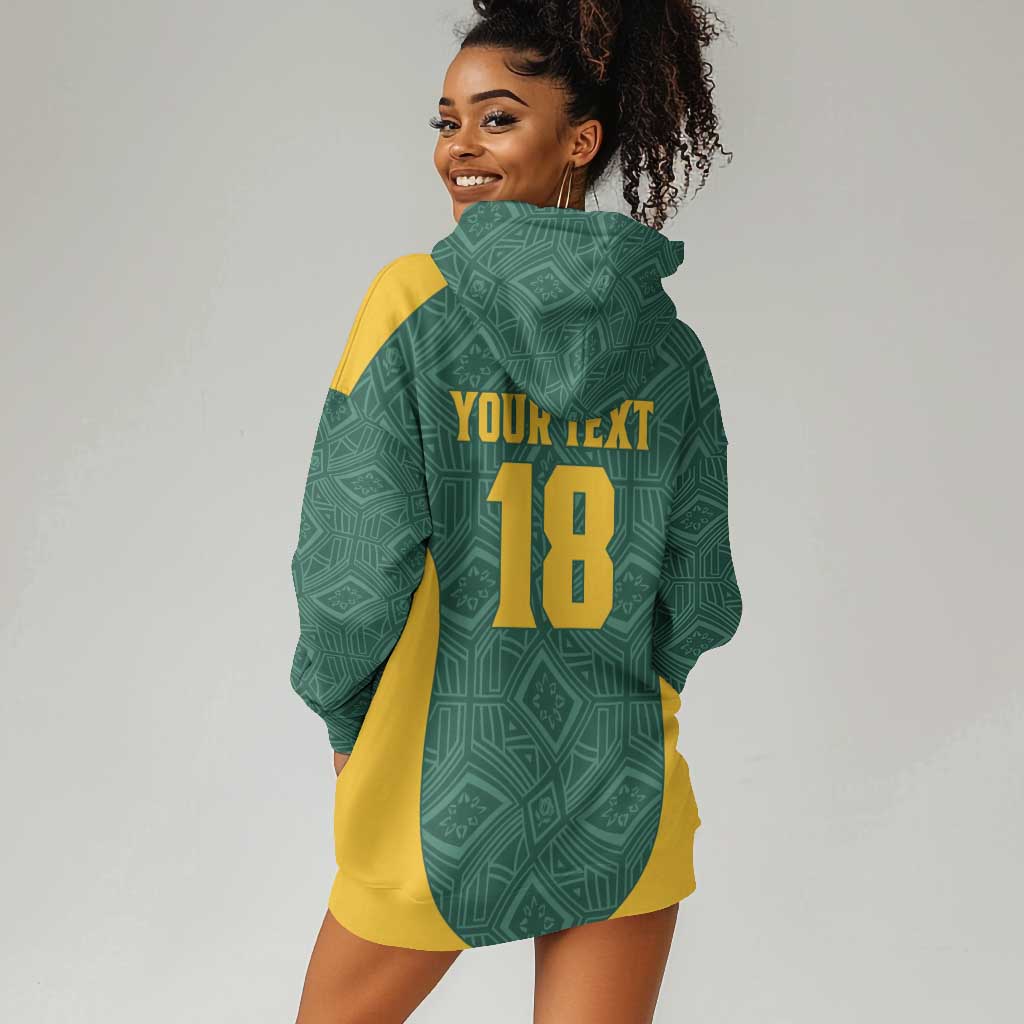 Custom South Africa Soccer Hoodie Dress Bafana Bafana Spirit African Pattern - Wonder Print Shop