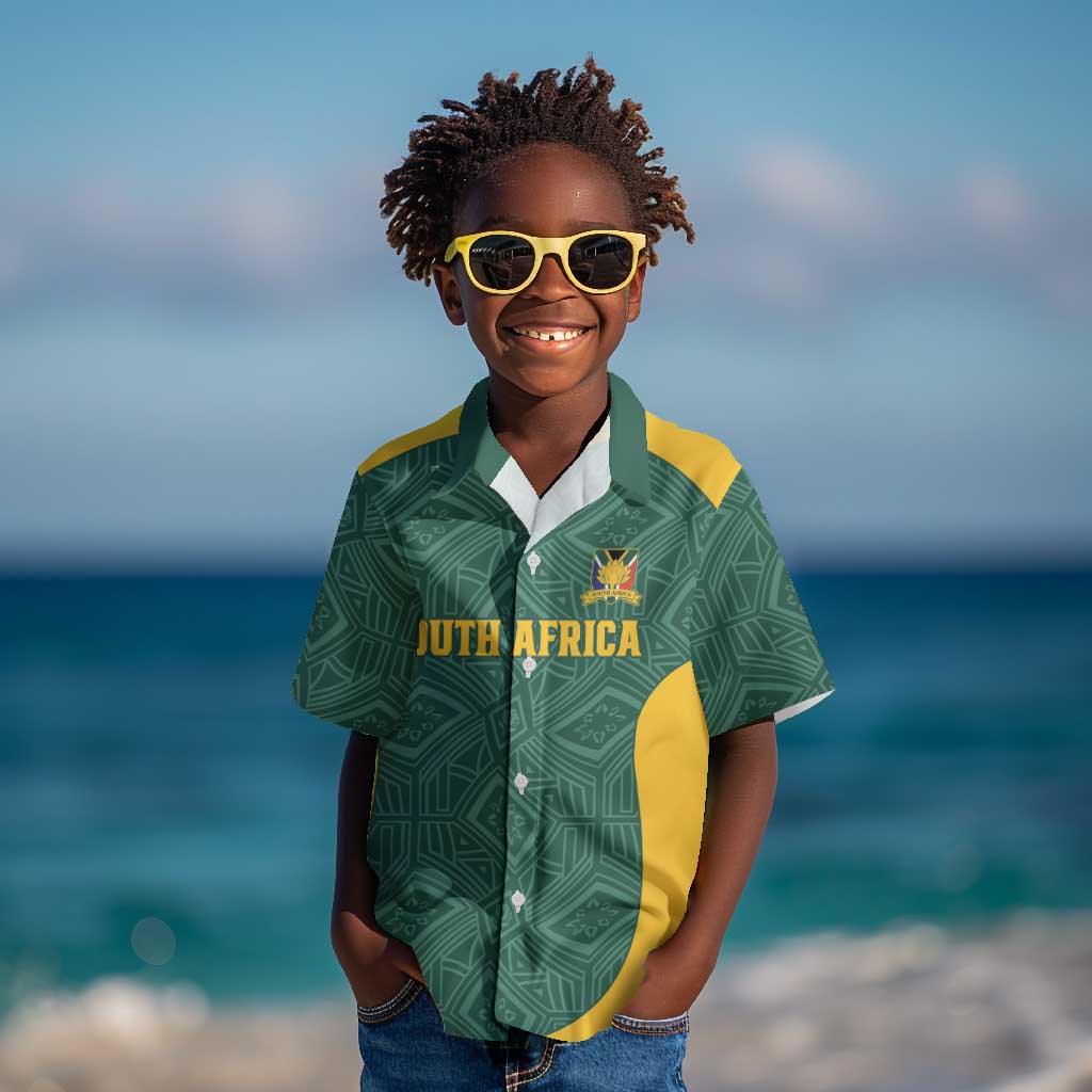 Custom South Africa Soccer Kid Hawaiian Shirt Bafana Bafana Spirit African Pattern - Wonder Print Shop
