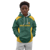 Custom South Africa Soccer Kid Hoodie Bafana Bafana Spirit African Pattern - Wonder Print Shop