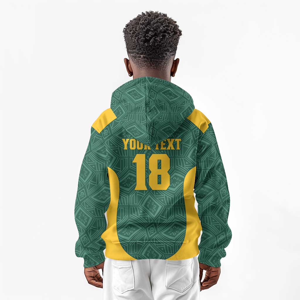 Custom South Africa Soccer Kid Hoodie Bafana Bafana Spirit African Pattern - Wonder Print Shop