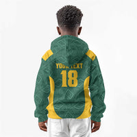 Custom South Africa Soccer Kid Hoodie Bafana Bafana Spirit African Pattern - Wonder Print Shop