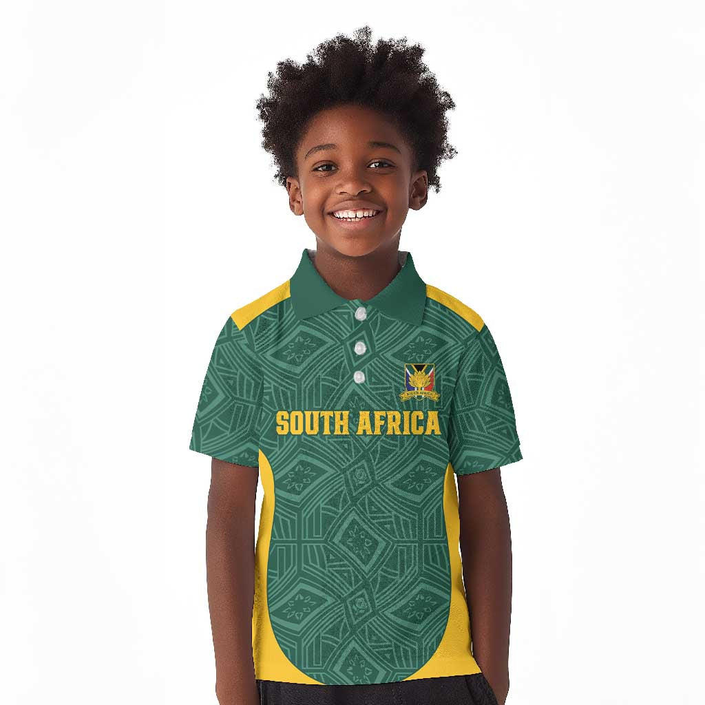 Custom South Africa Soccer Kid Polo Shirt Bafana Bafana Spirit African Pattern - Wonder Print Shop