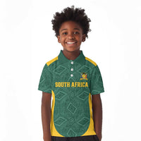 Custom South Africa Soccer Kid Polo Shirt Bafana Bafana Spirit African Pattern - Wonder Print Shop