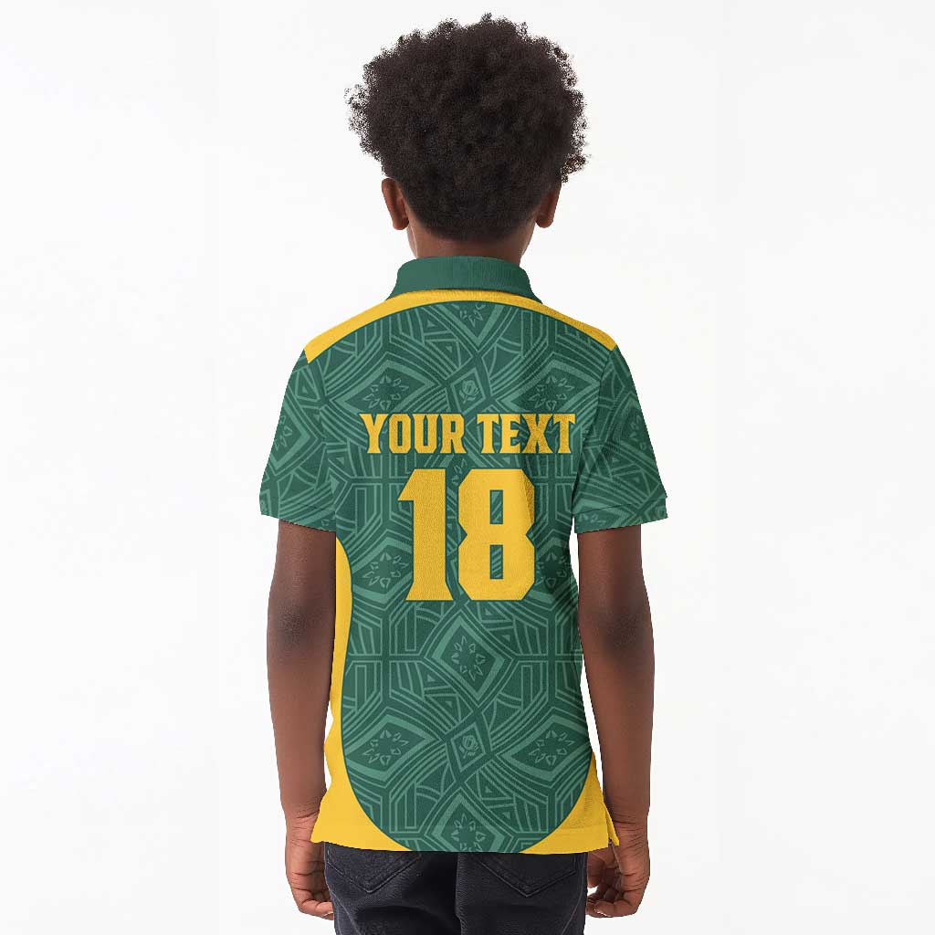 Custom South Africa Soccer Kid Polo Shirt Bafana Bafana Spirit African Pattern - Wonder Print Shop
