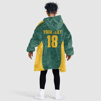 Custom South Africa Soccer Kid Wearable Blanket Hoodie Bafana Bafana Spirit African Pattern - Wonder Print Shop