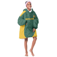 Custom South Africa Soccer Kid Wearable Blanket Hoodie Bafana Bafana Spirit African Pattern - Wonder Print Shop
