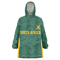 Custom South Africa Soccer Kid Wearable Blanket Hoodie Bafana Bafana Spirit African Pattern - Wonder Print Shop