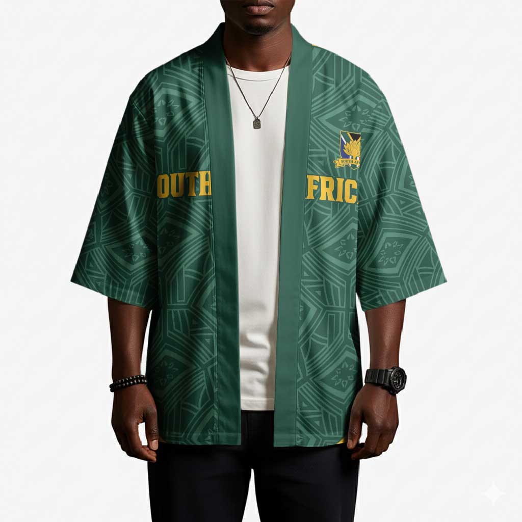 Custom South Africa Soccer Kimono Bafana Bafana Spirit African Pattern - Wonder Print Shop