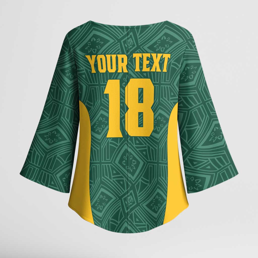 Custom South Africa Soccer Kimono Sleeve Blouse Bafana Bafana Spirit African Pattern - Wonder Print Shop