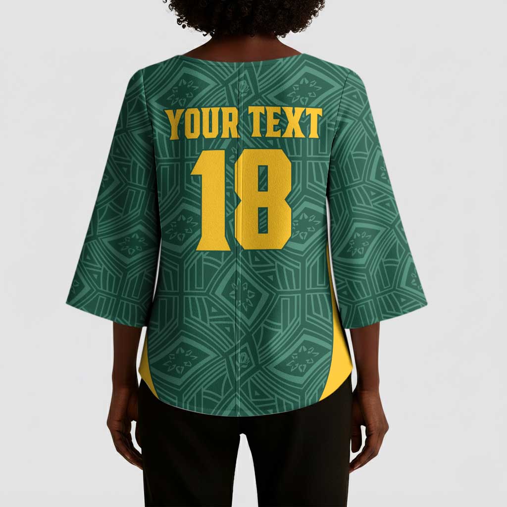 Custom South Africa Soccer Kimono Sleeve Blouse Bafana Bafana Spirit African Pattern - Wonder Print Shop