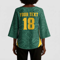 Custom South Africa Soccer Kimono Sleeve Blouse Bafana Bafana Spirit African Pattern - Wonder Print Shop