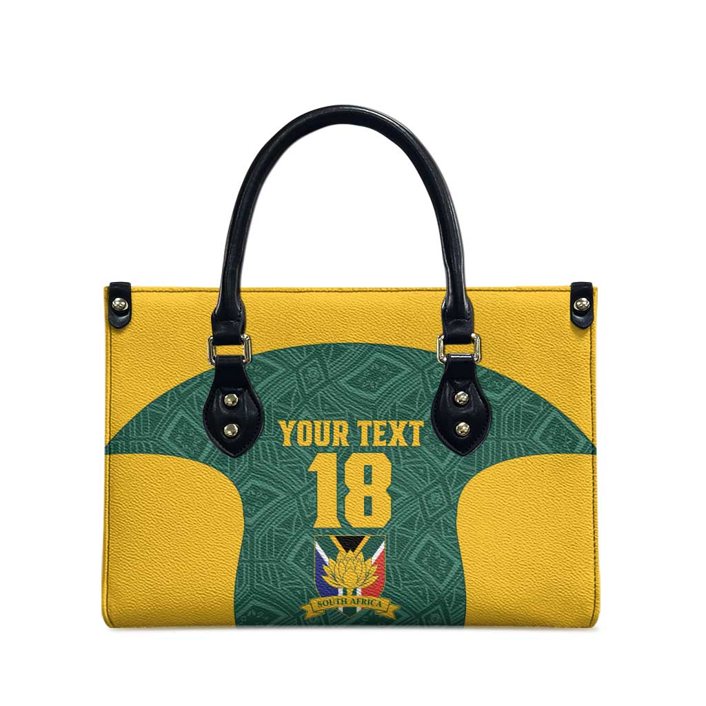 Custom South Africa Soccer Leather Bag Bafana Bafana Spirit African Pattern - Wonder Print Shop