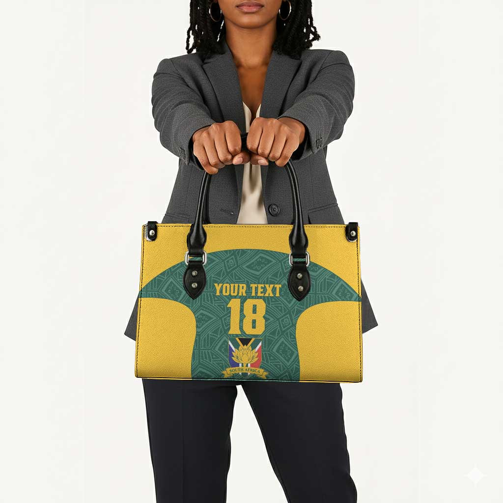 Custom South Africa Soccer Leather Bag Bafana Bafana Spirit African Pattern - Wonder Print Shop