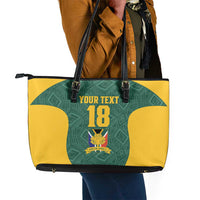 Custom South Africa Soccer Leather Tote Bag Bafana Bafana Spirit African Pattern - Wonder Print Shop