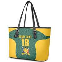 Custom South Africa Soccer Leather Tote Bag Bafana Bafana Spirit African Pattern - Wonder Print Shop