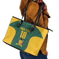 Custom South Africa Soccer Leather Tote Bag Bafana Bafana Spirit African Pattern - Wonder Print Shop