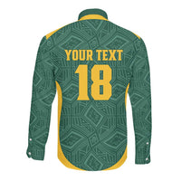 Custom South Africa Soccer Long Sleeve Button Shirt Bafana Bafana Spirit African Pattern - Wonder Print Shop