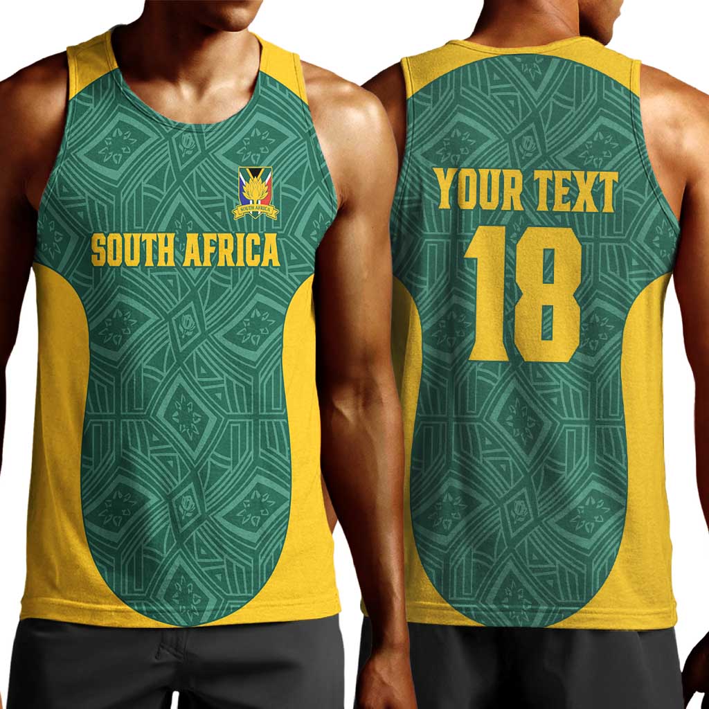 Custom South Africa Soccer Men Tank Top Bafana Bafana Spirit African Pattern - Wonder Print Shop