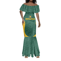 Custom South Africa Soccer Mermaid Dress Bafana Bafana Spirit African Pattern - Wonder Print Shop