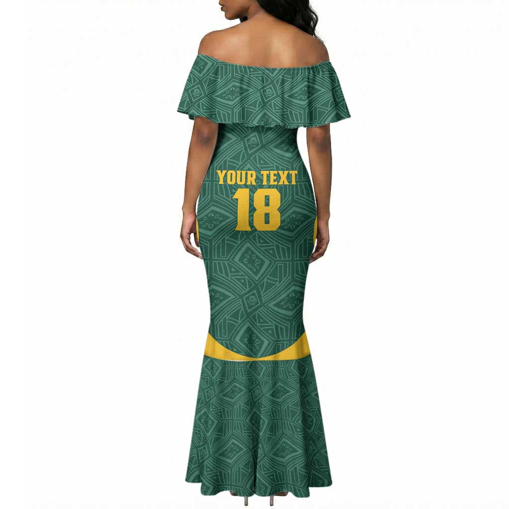 Custom South Africa Soccer Mermaid Dress Bafana Bafana Spirit African Pattern - Wonder Print Shop