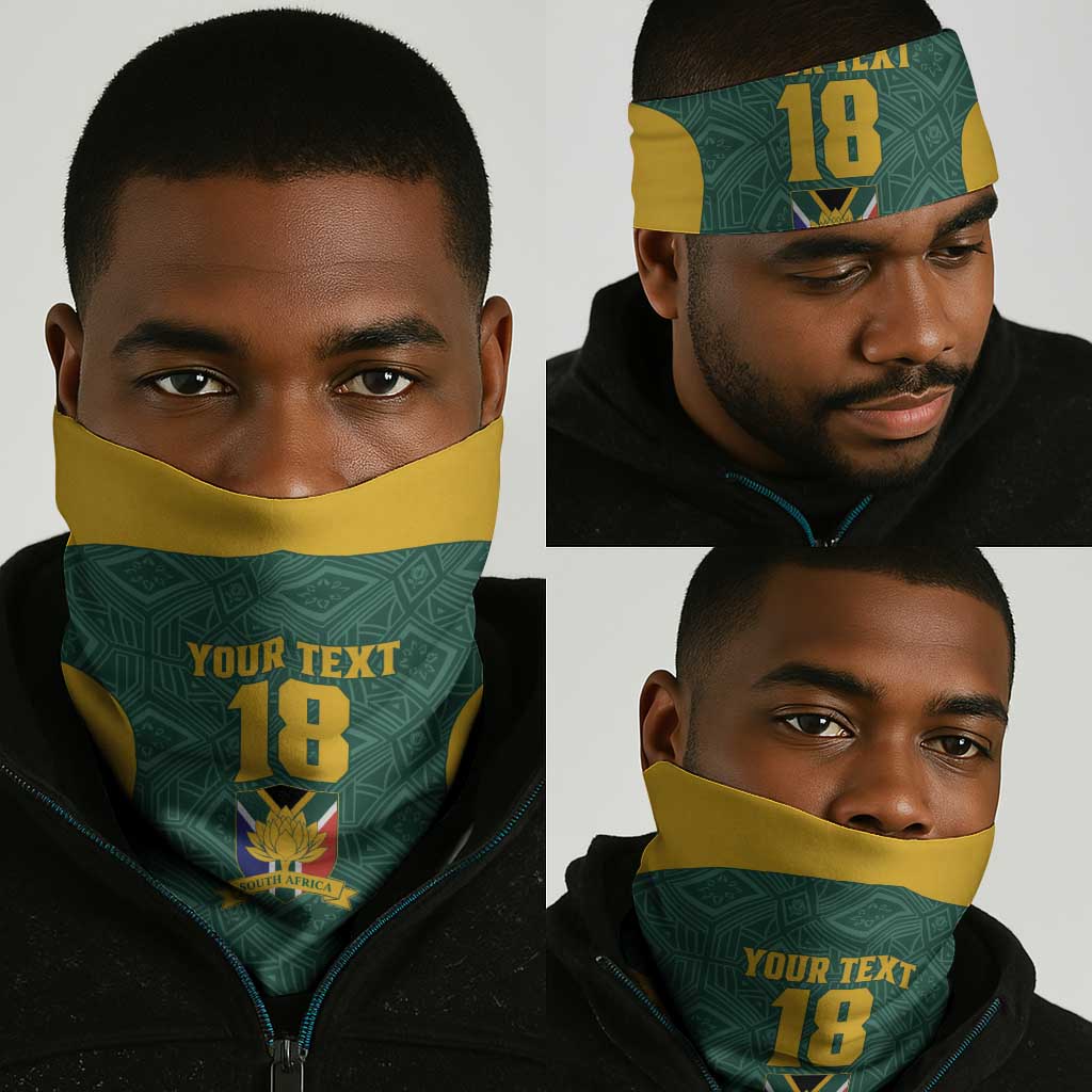 Custom South Africa Soccer Neck Gaiter Bafana Bafana Spirit African Pattern - Wonder Print Shop