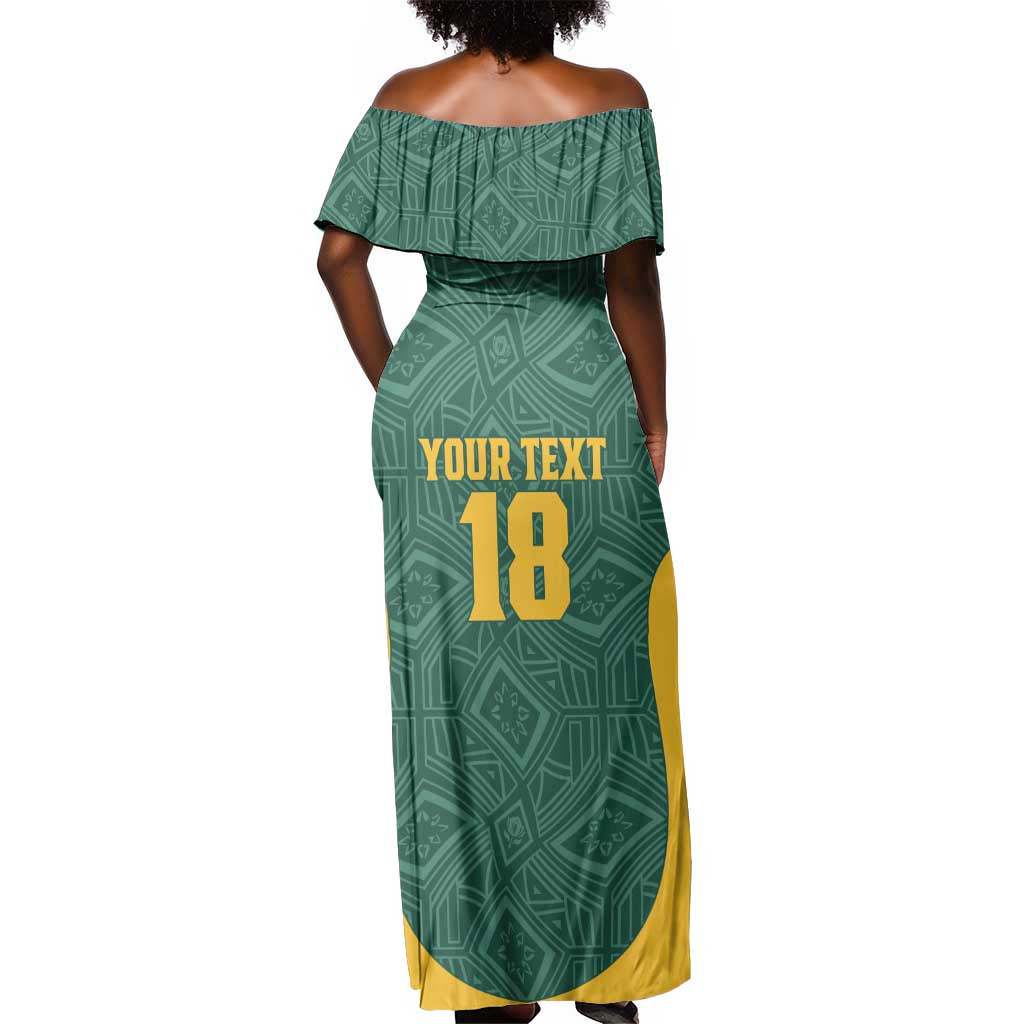 Custom South Africa Soccer Off Shoulder Maxi Dress Bafana Bafana Spirit African Pattern - Wonder Print Shop