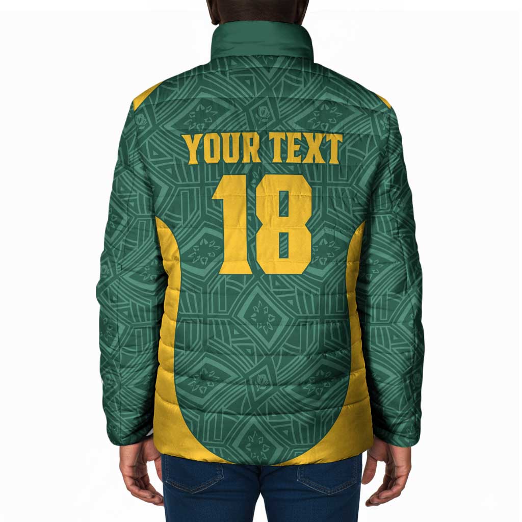 Custom South Africa Soccer Padded Jacket Bafana Bafana Spirit African Pattern - Wonder Print Shop