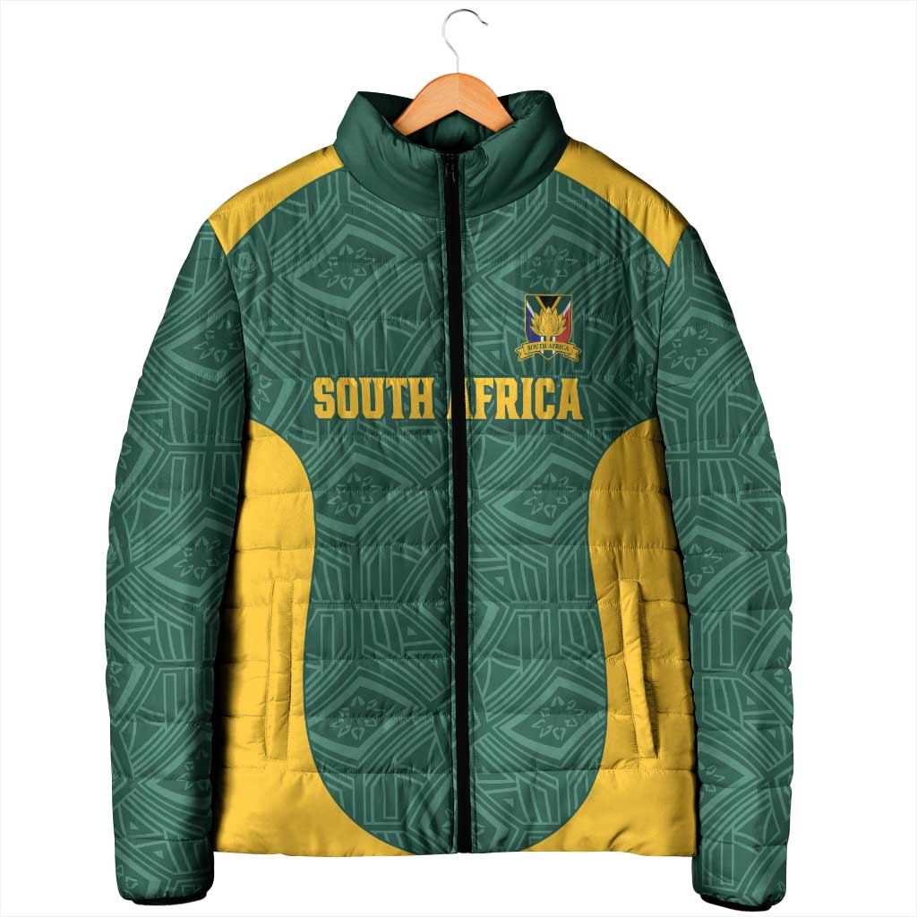 Custom South Africa Soccer Padded Jacket Bafana Bafana Spirit African Pattern - Wonder Print Shop