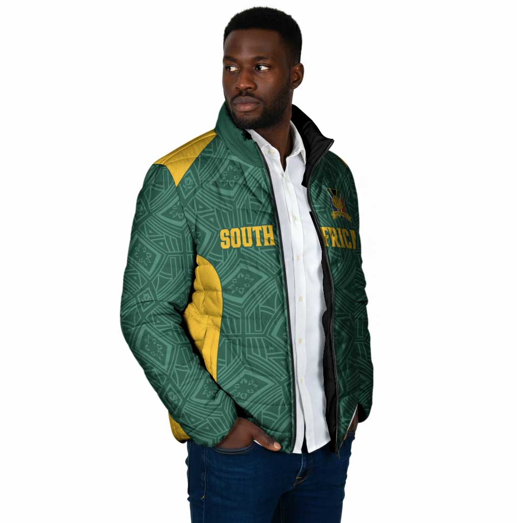 Custom South Africa Soccer Padded Jacket Bafana Bafana Spirit African Pattern - Wonder Print Shop