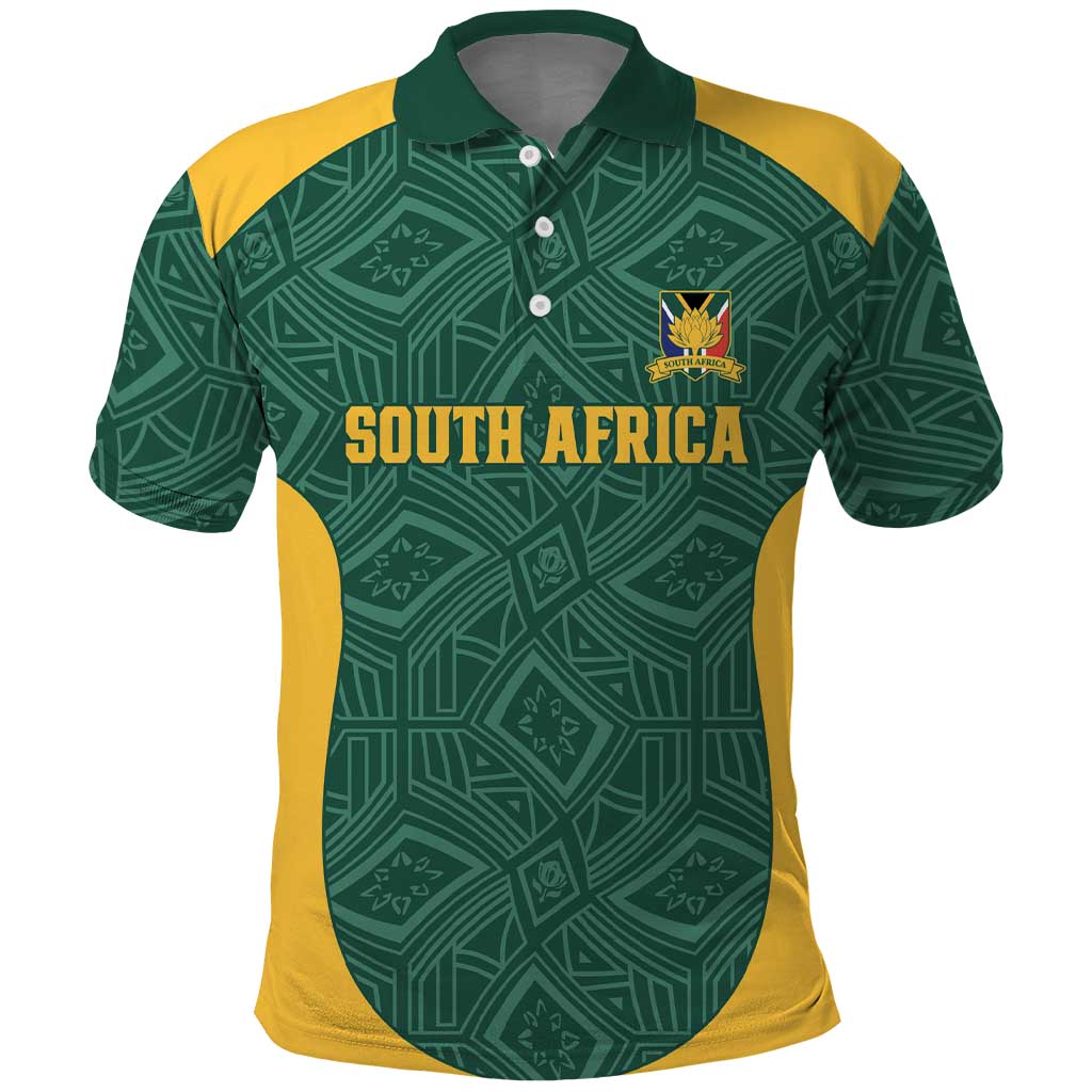 Custom South Africa Soccer Polo Shirt Bafana Bafana Spirit African Pattern - Wonder Print Shop