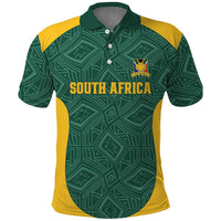 Custom South Africa Soccer Polo Shirt Bafana Bafana Spirit African Pattern - Wonder Print Shop