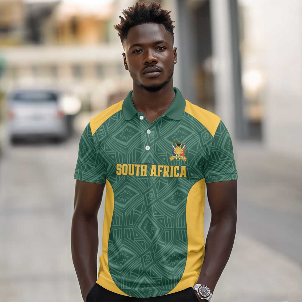 Custom South Africa Soccer Polo Shirt Bafana Bafana Spirit African Pattern - Wonder Print Shop