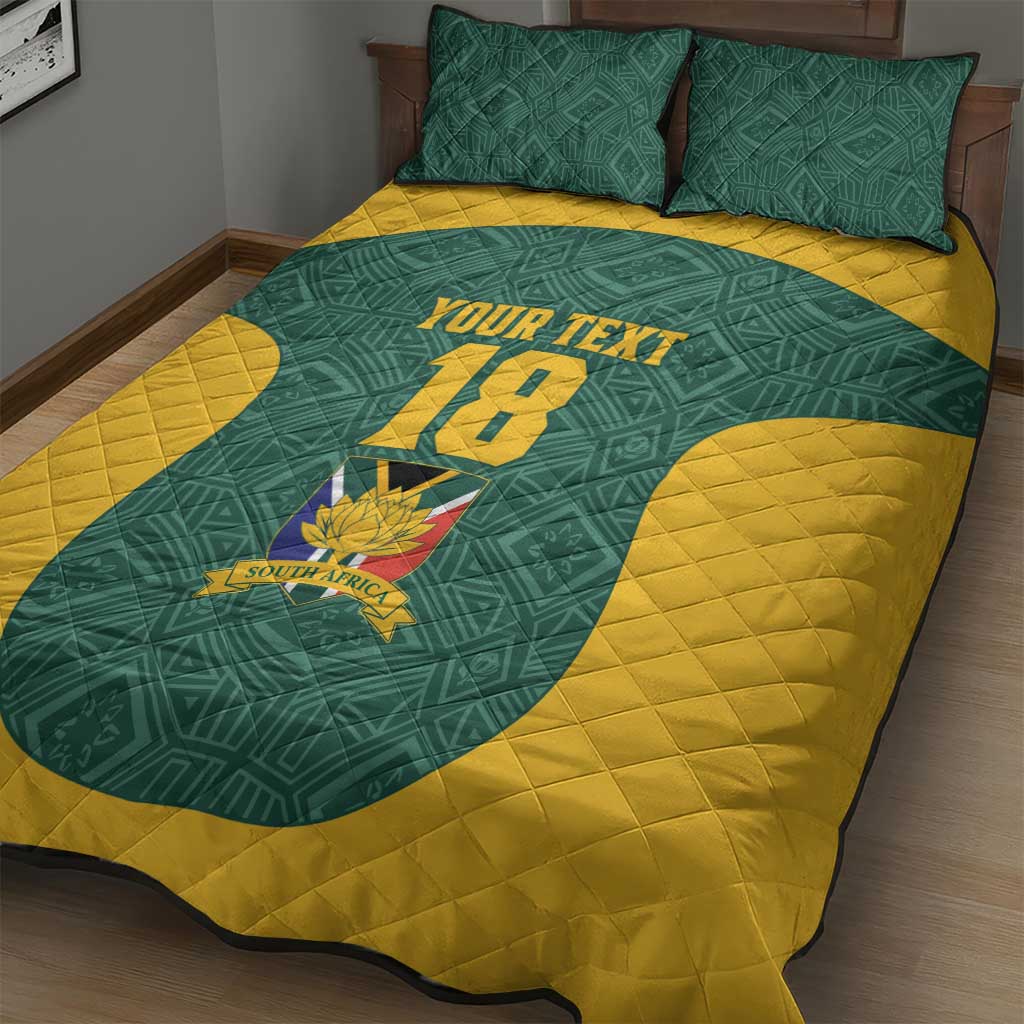 Custom South Africa Soccer Quilt Bed Set Bafana Bafana Spirit African Pattern - Wonder Print Shop