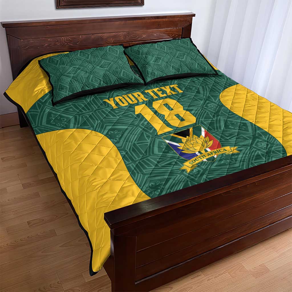 Custom South Africa Soccer Quilt Bed Set Bafana Bafana Spirit African Pattern - Wonder Print Shop
