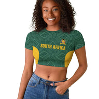 Custom South Africa Soccer Raglan Cropped T shirt Bafana Bafana Spirit African Pattern - Wonder Print Shop
