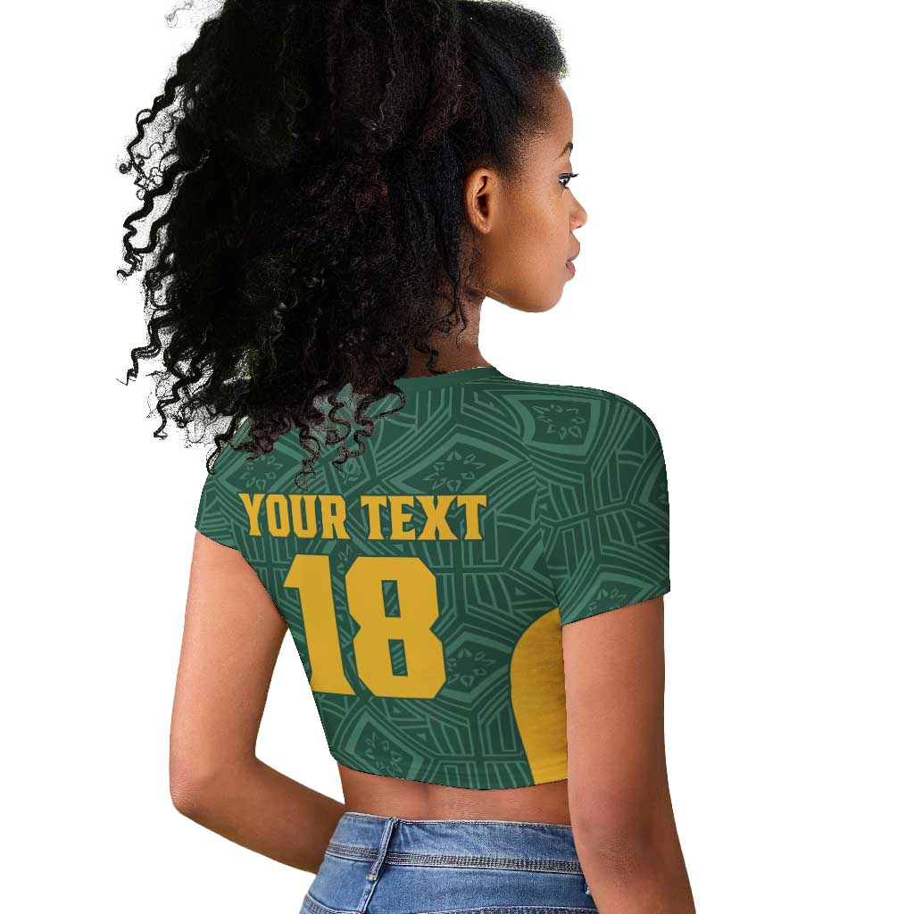 Custom South Africa Soccer Raglan Cropped T shirt Bafana Bafana Spirit African Pattern - Wonder Print Shop