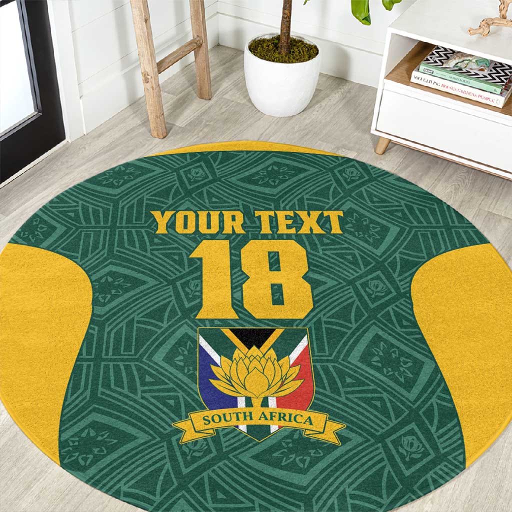 Custom South Africa Soccer Round Carpet Bafana Bafana Spirit African Pattern - Wonder Print Shop