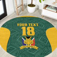 Custom South Africa Soccer Round Carpet Bafana Bafana Spirit African Pattern - Wonder Print Shop