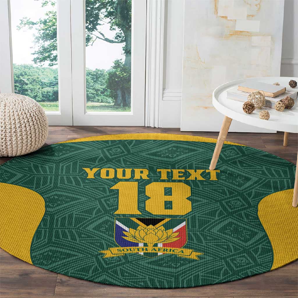 Custom South Africa Soccer Round Carpet Bafana Bafana Spirit African Pattern - Wonder Print Shop