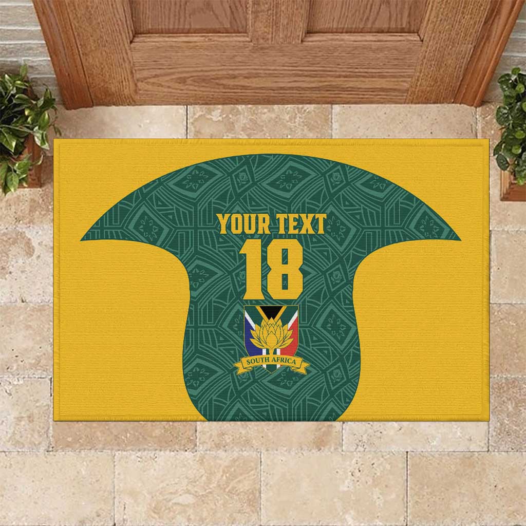 Custom South Africa Soccer Rubber Doormat Bafana Bafana Spirit African Pattern - Wonder Print Shop