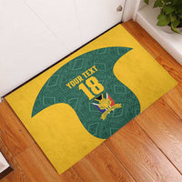 Custom South Africa Soccer Rubber Doormat Bafana Bafana Spirit African Pattern - Wonder Print Shop