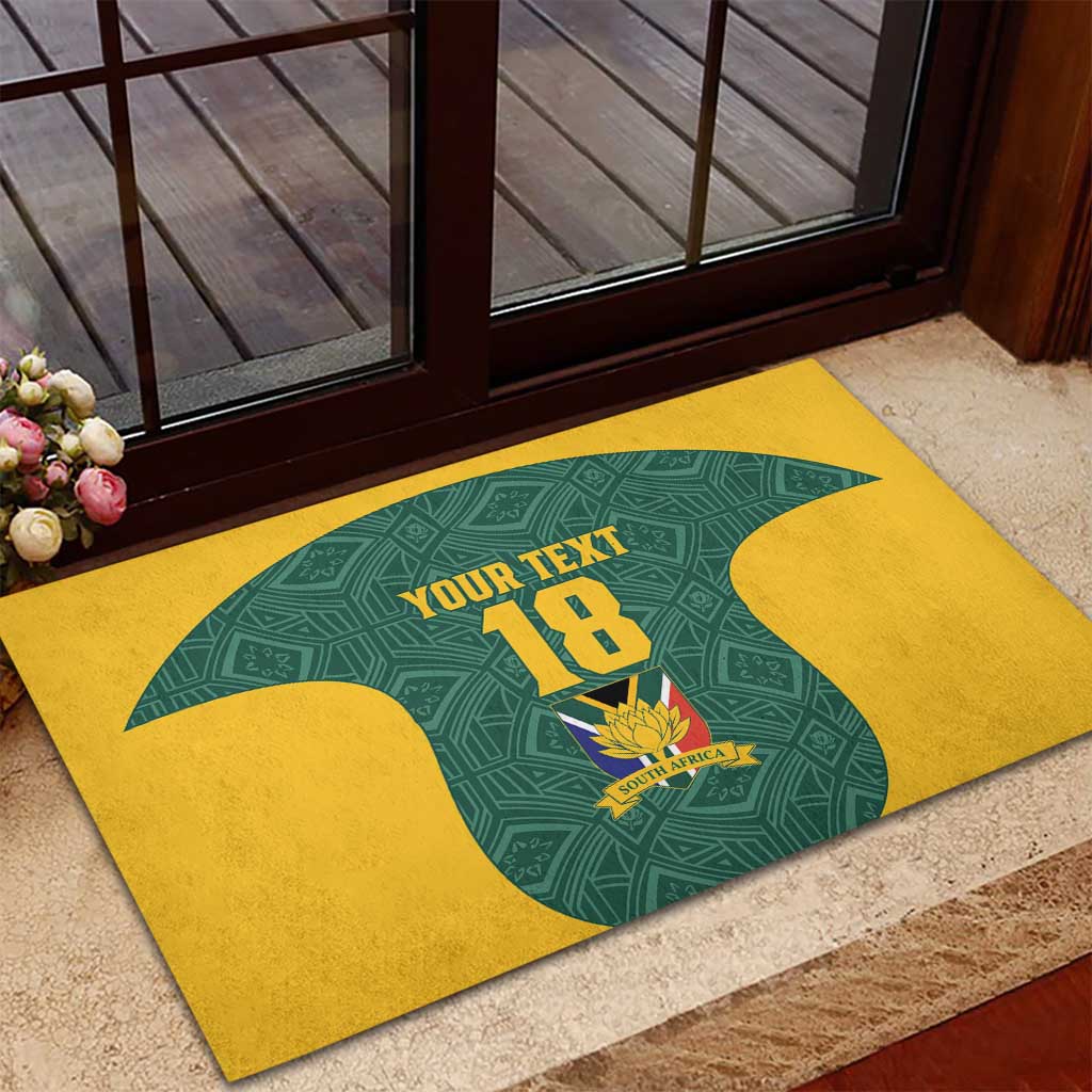 Custom South Africa Soccer Rubber Doormat Bafana Bafana Spirit African Pattern - Wonder Print Shop